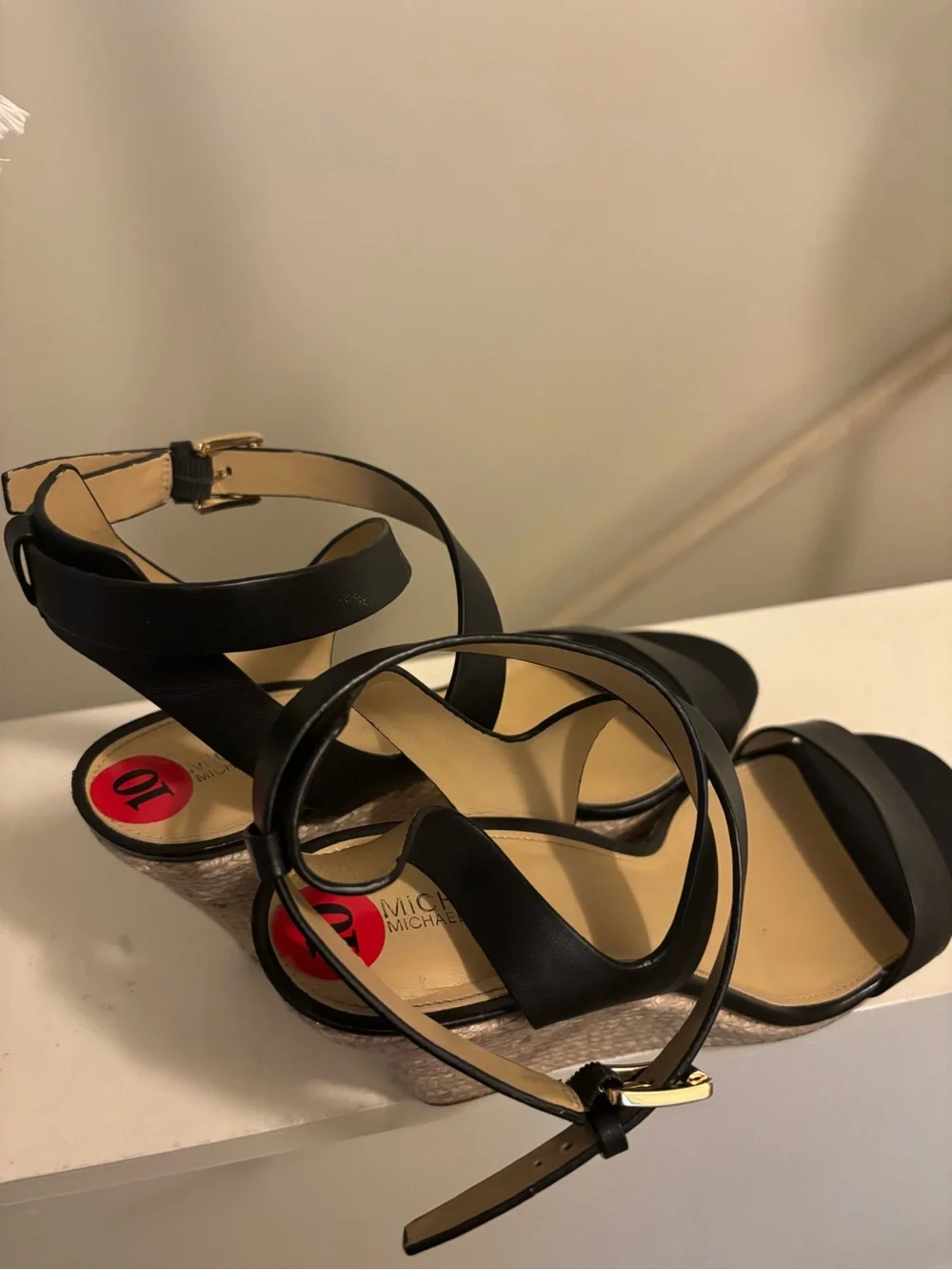 Michael Kors Black Leather Strappy Ankle-Sandal